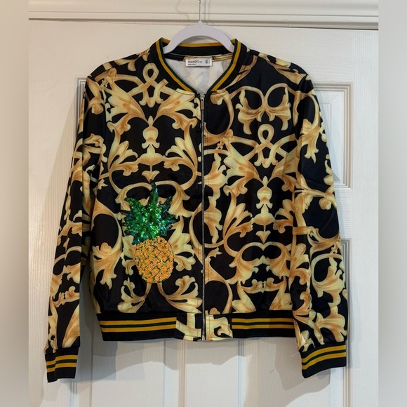 Mango USA 2 Pc Suit with pineapple embroidered sequins Size L - Picture 2 of 11